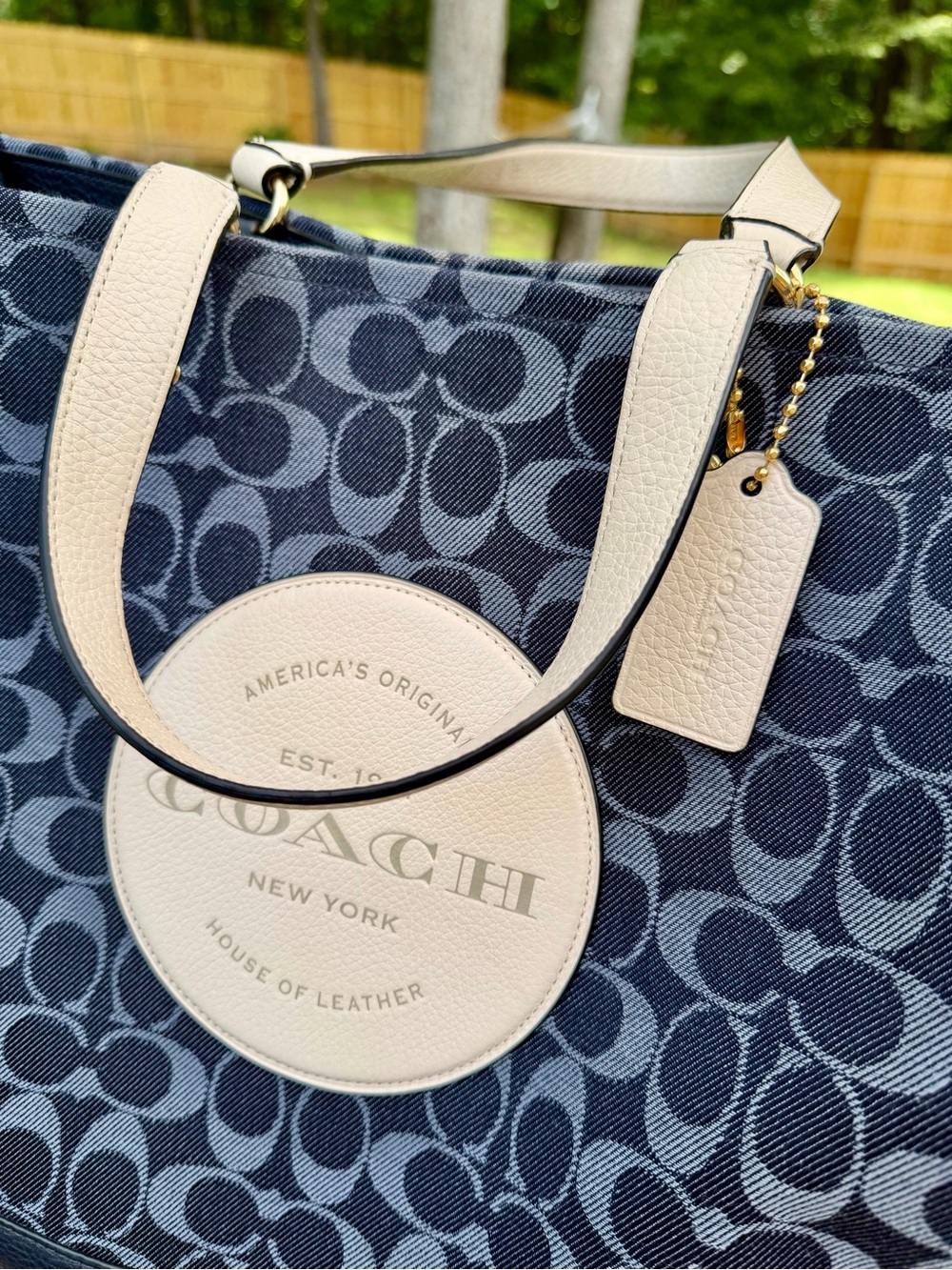 Coach Navy Signature Dempsey Tote - Picture 2 of 6